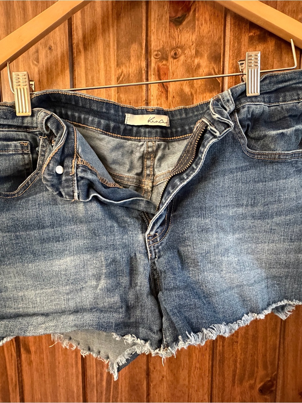 KanCan Blue Distressed Frayed Hem Jean Shorts